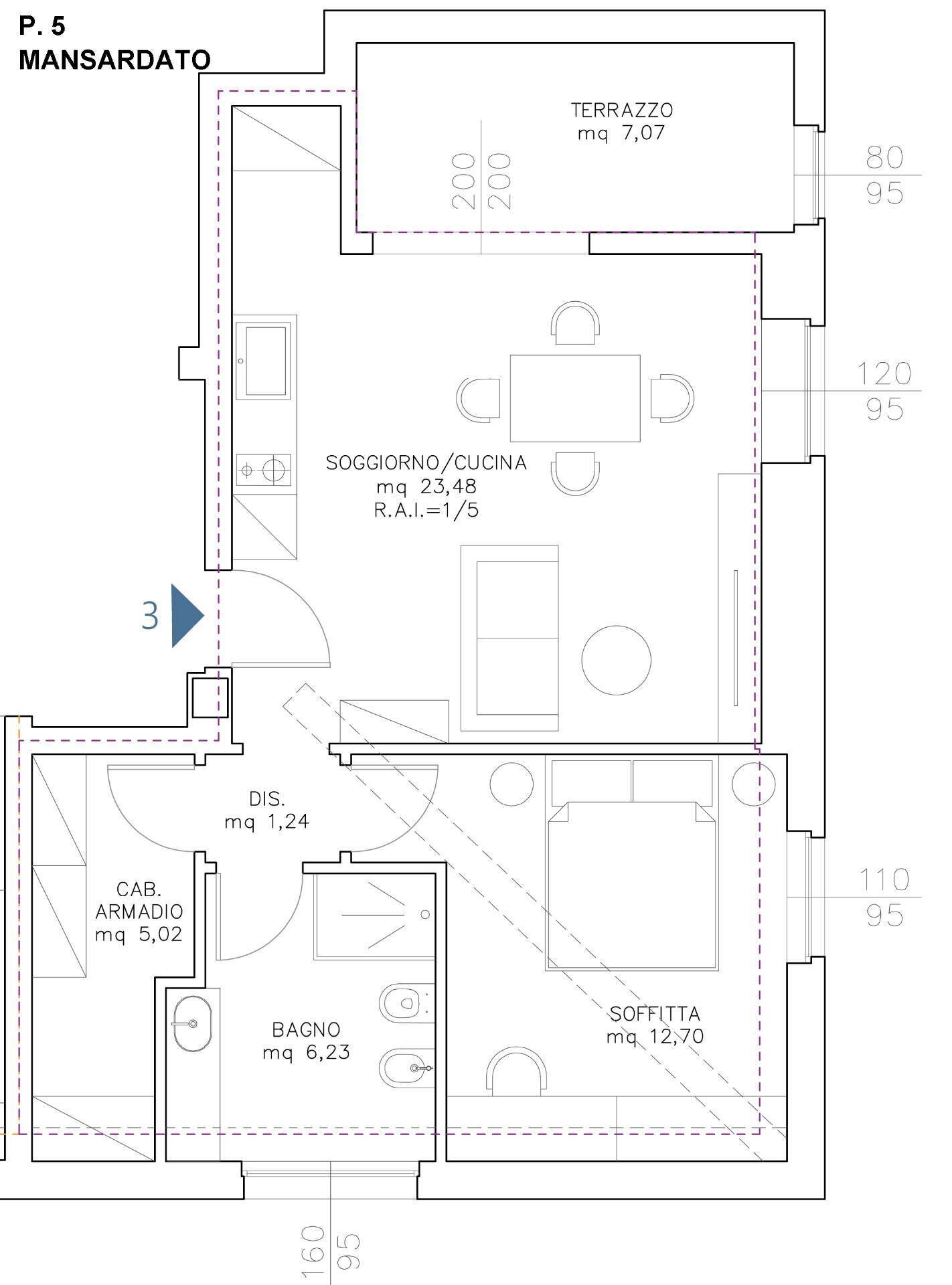 Foto 2 - Two-room apartment Viale Cristoforo Colombo
 
89, Verona - floor plans 1
