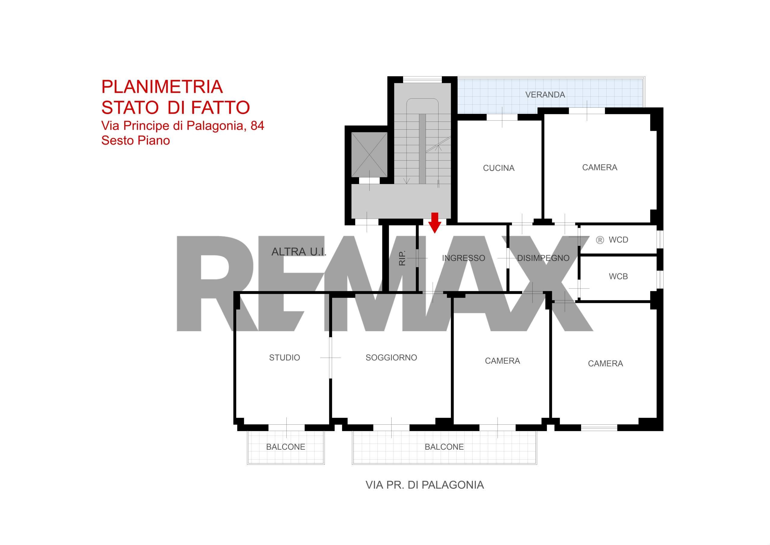 Pianta 2D - Appartamento Via Principe di Palagonia
 
84, Palermo - planimetria 1