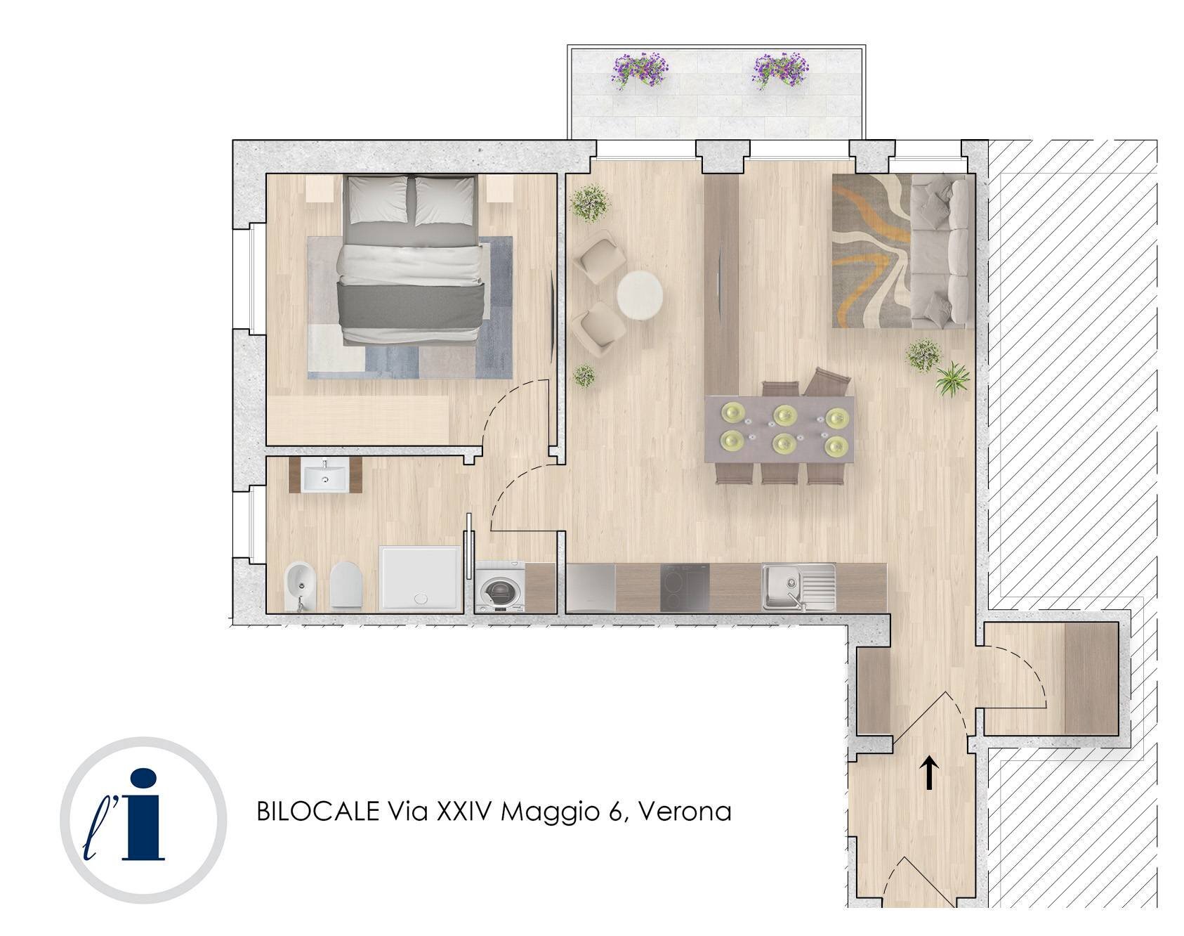 Foto 2 - Two-room apartment Via Ventiquattro Maggio
 
6, Verona - floor plans 1