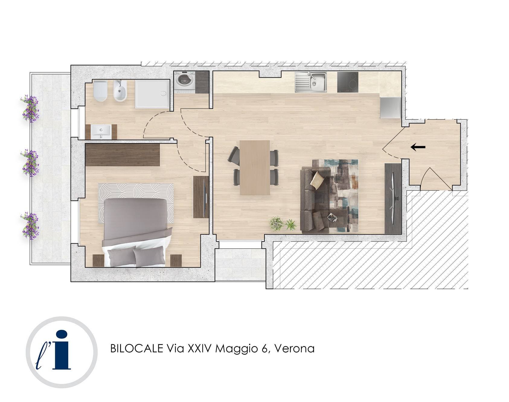 Foto 2 - Two-room apartment Via Ventiquattro Maggio
 
6, Verona - floor plans 1