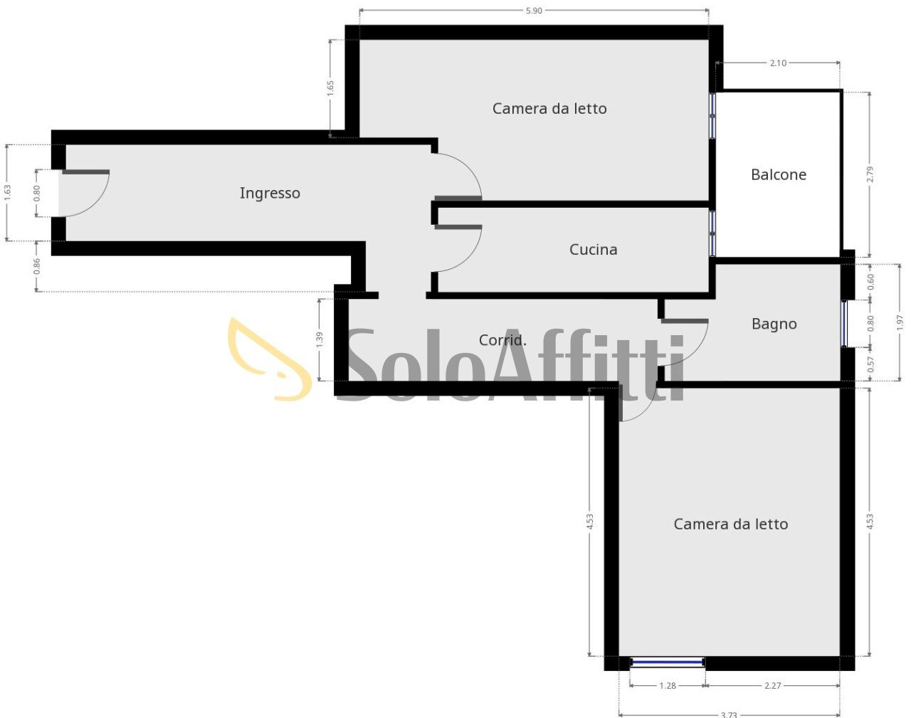 Planimetria a scopo illustrativo - Four-room apartment Via San Giovanni Bosco 11, Pavia - floor plans 1
