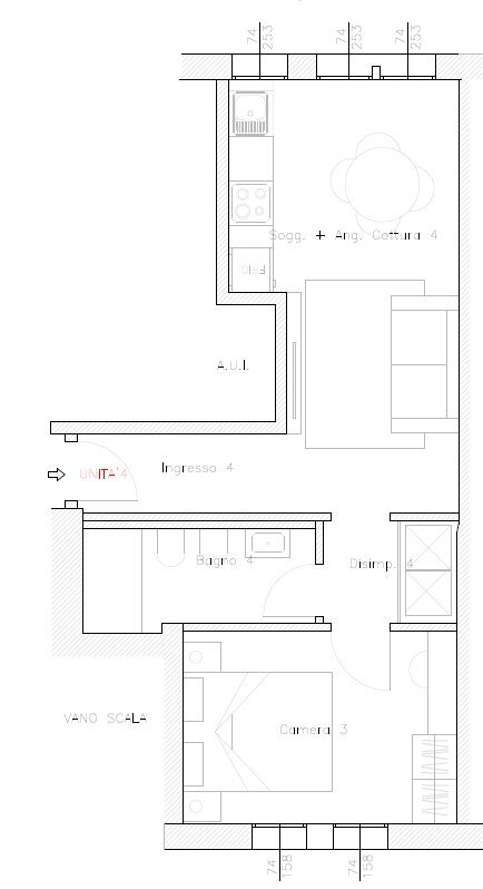 PLAN BILO 4 - Monolocale Via del Borgo di San Pietro 99h, Bologna (zona Centro Storico) - planimetria 1