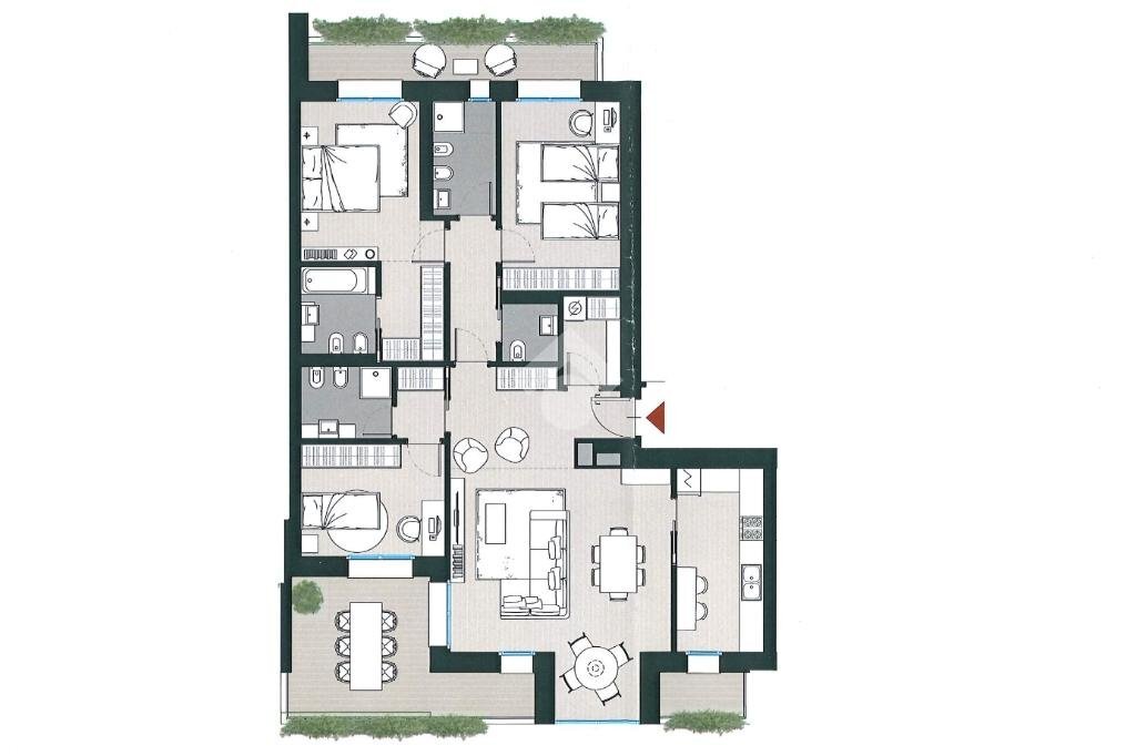 Four-room apartment Via 25 Novembre, Basiglio - floor plans 1