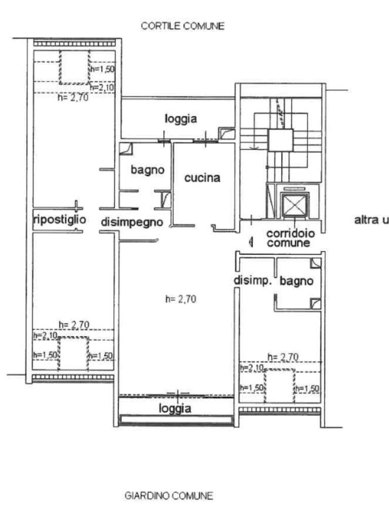 Four-room apartment via Gugliemo Marconi, hamlet Milano 3, Basiglio - floor plans 1