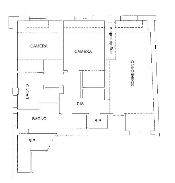 PLANIMETRIA - Trilocale via San Petronio Vecchio, Bologna (zona Santo Stefano) - planimetria 1