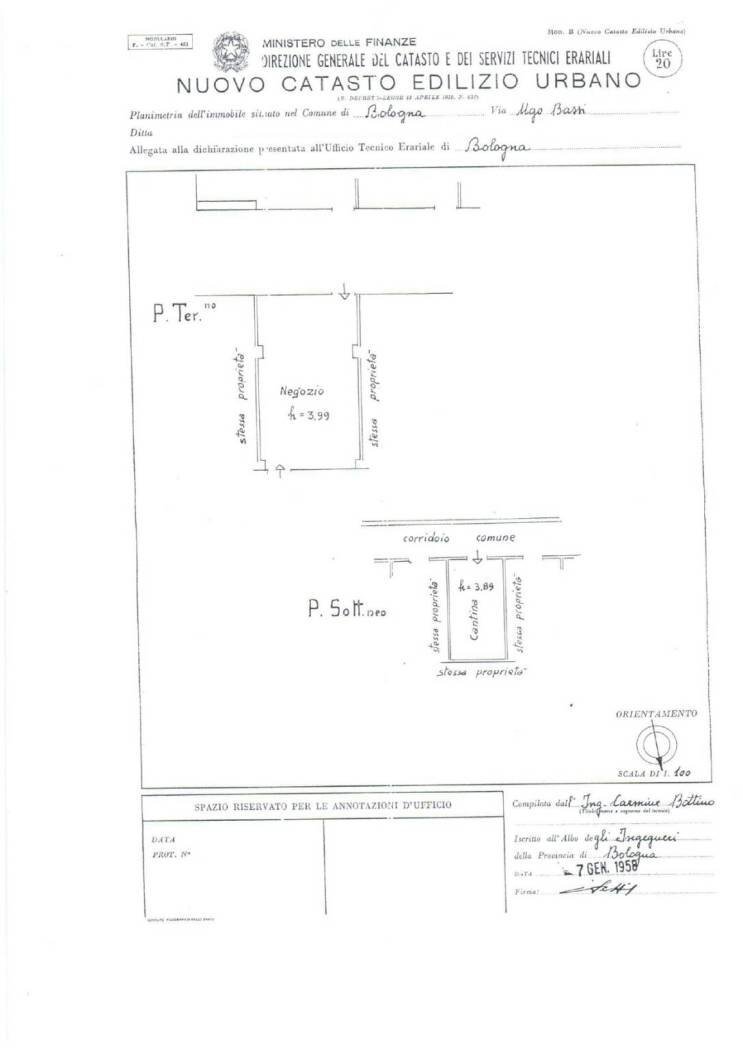 Negozio via Ugo Bassi, 15, Bologna (zona Centro Storico) - planimetria 1