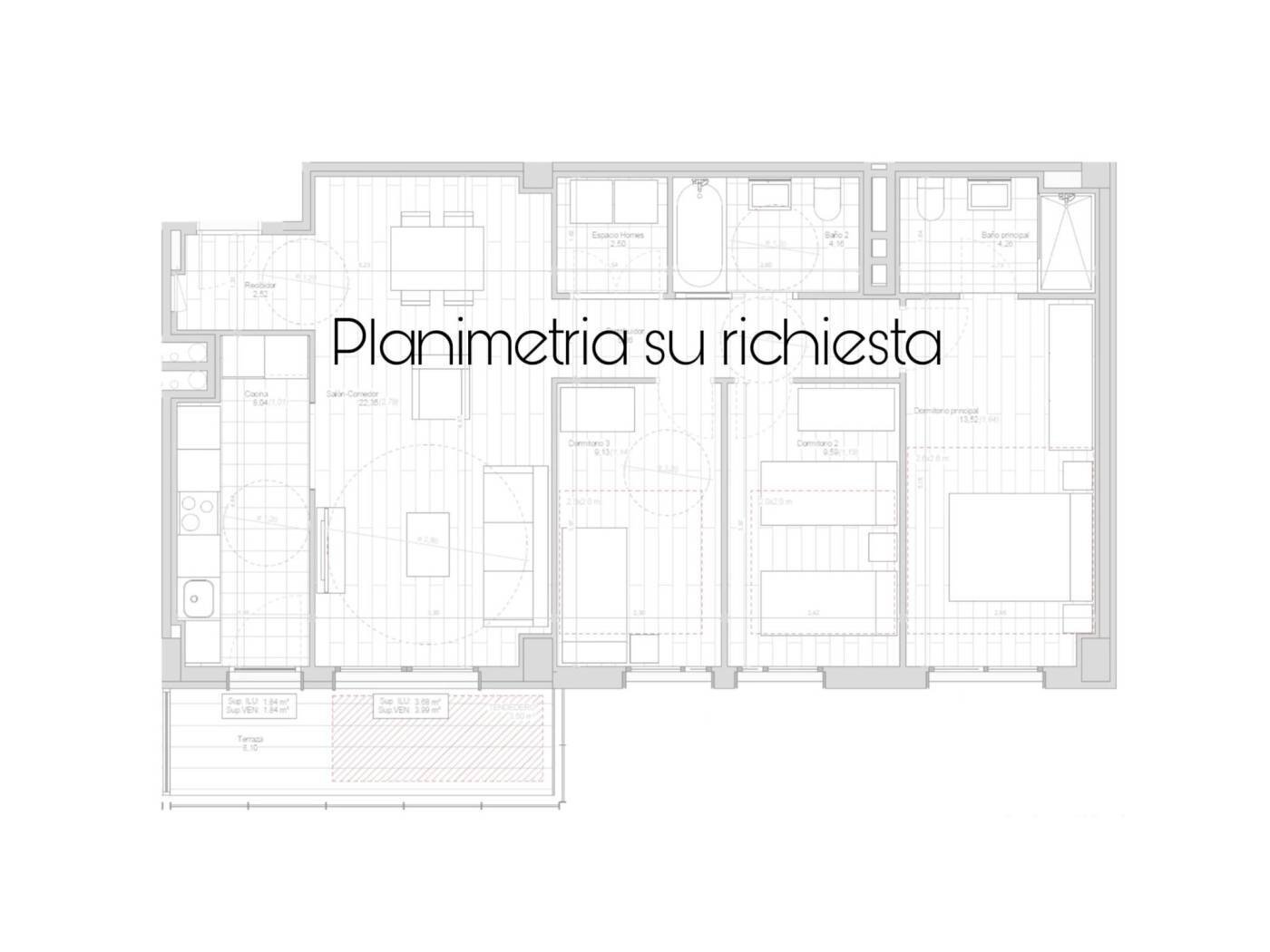 Three-room apartment via Luigi Settembrini, Milano (neighborhood Centrale) - floor plans 1