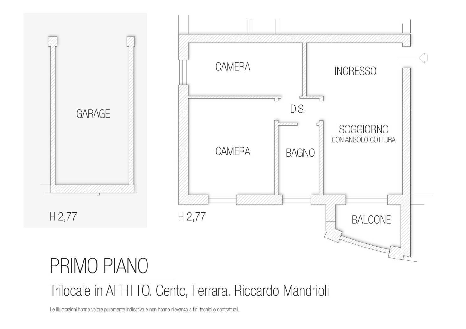 Three-room apartment via del Curato, Cento - floor plans 1