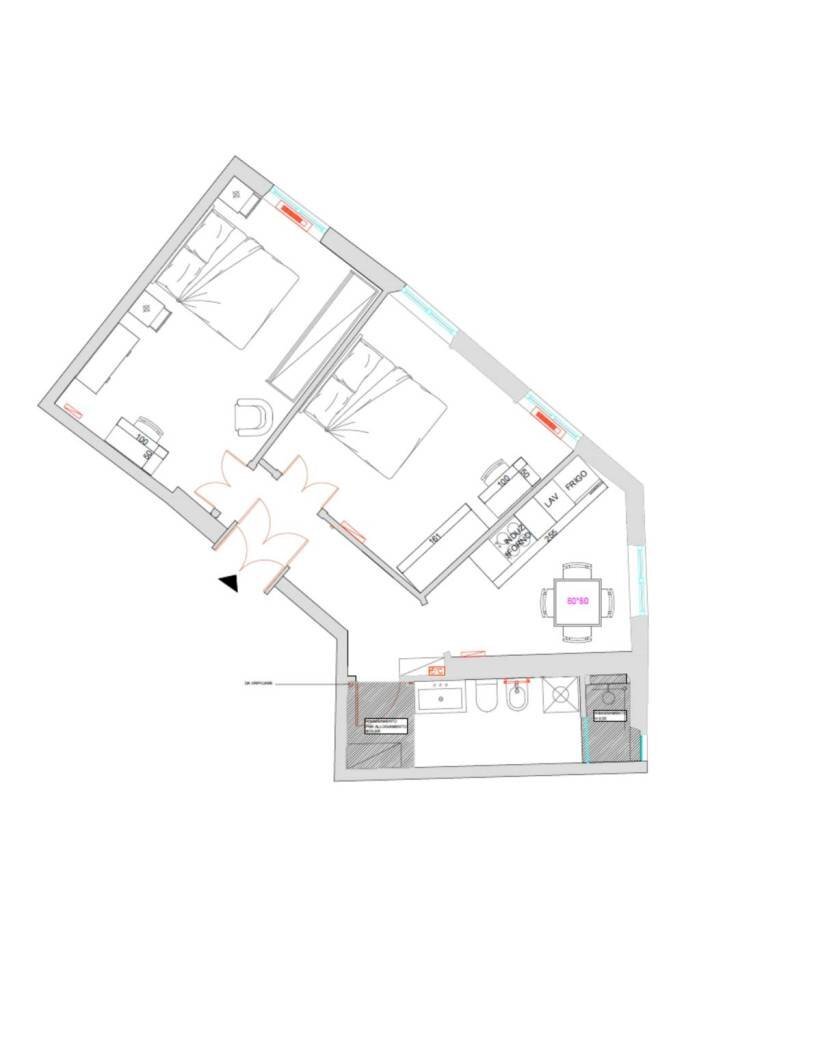 Three-room apartment via Ruggero Leoncavallo, 14, Milano (neighborhood Casoretto) - floor plans 1