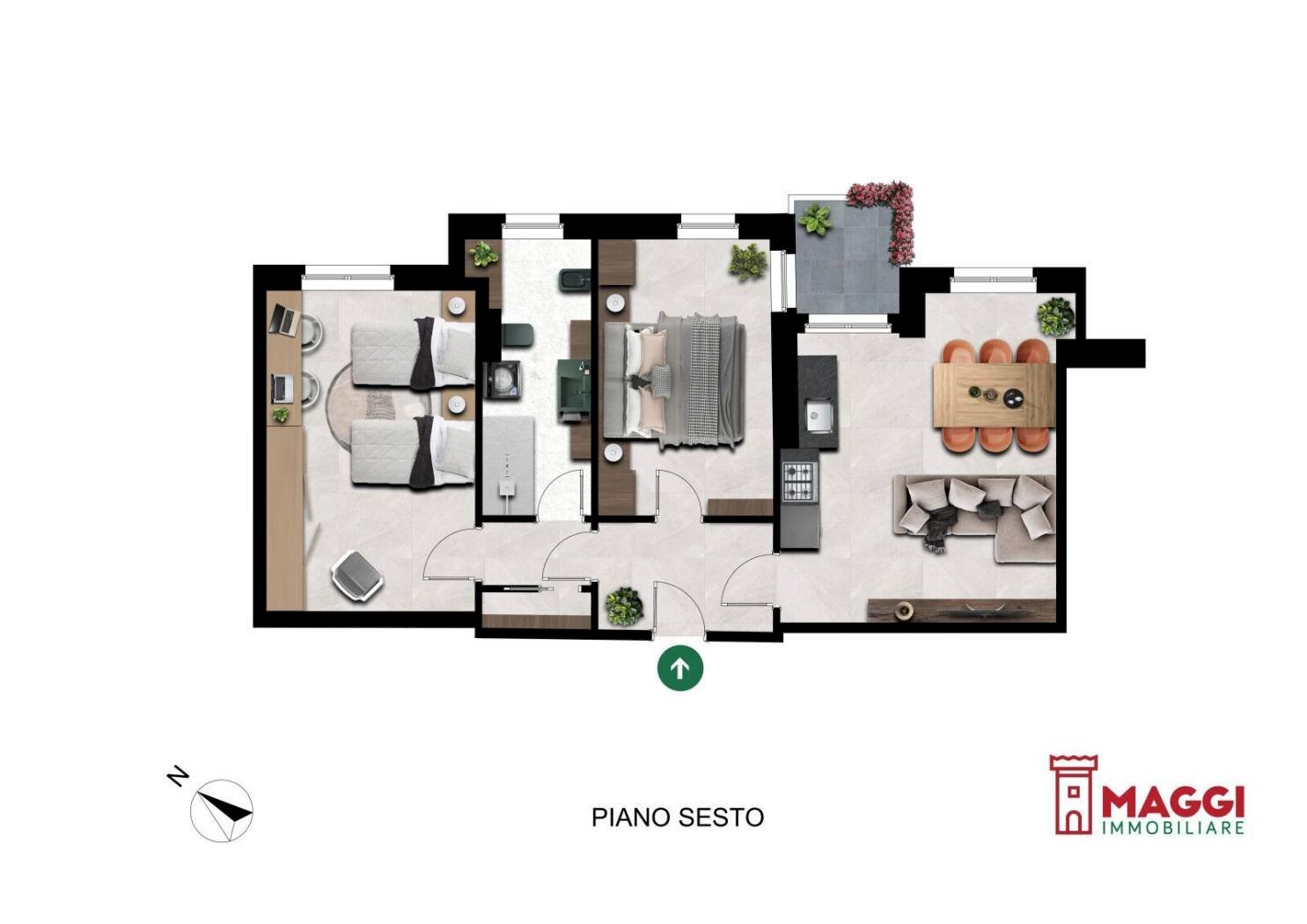 Three-room apartment via Milano, 4, Segrate - floor plans 1