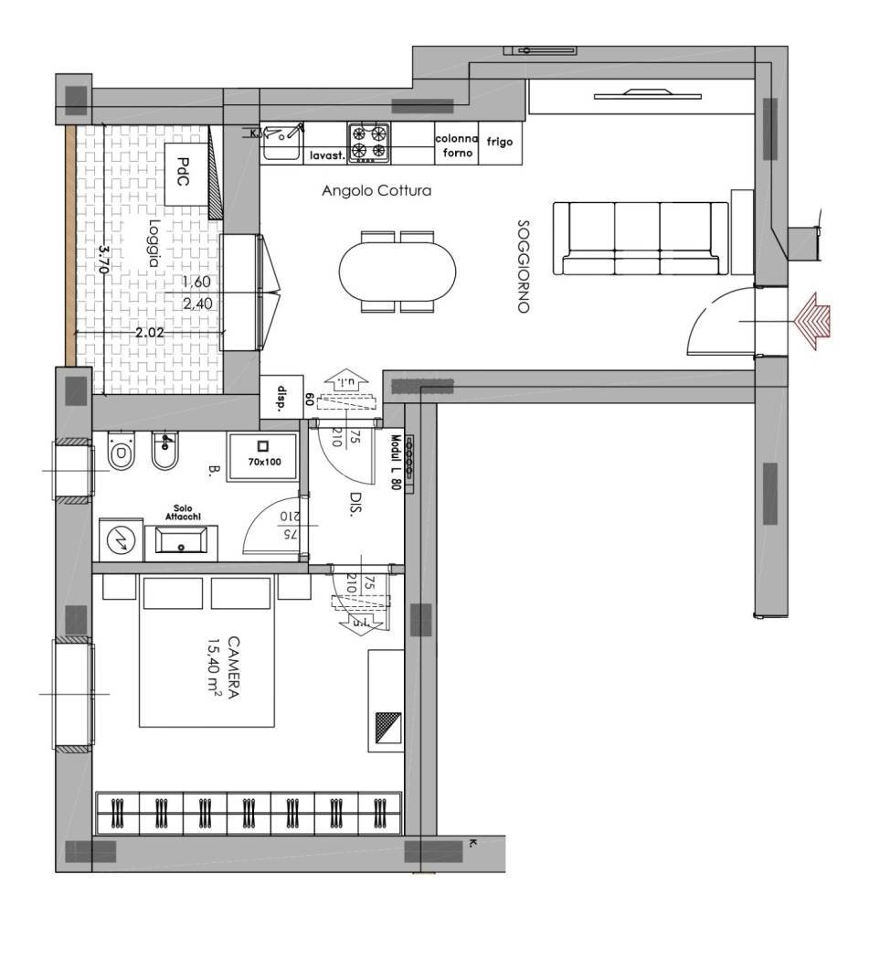Monolocale Via Ghiaradino, 1, Granarolo dell'Emilia - planimetria 1