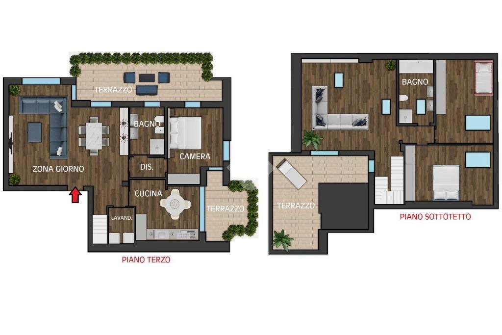 Four-room apartment Via Umbria, Peschiera Borromeo - floor plans 1