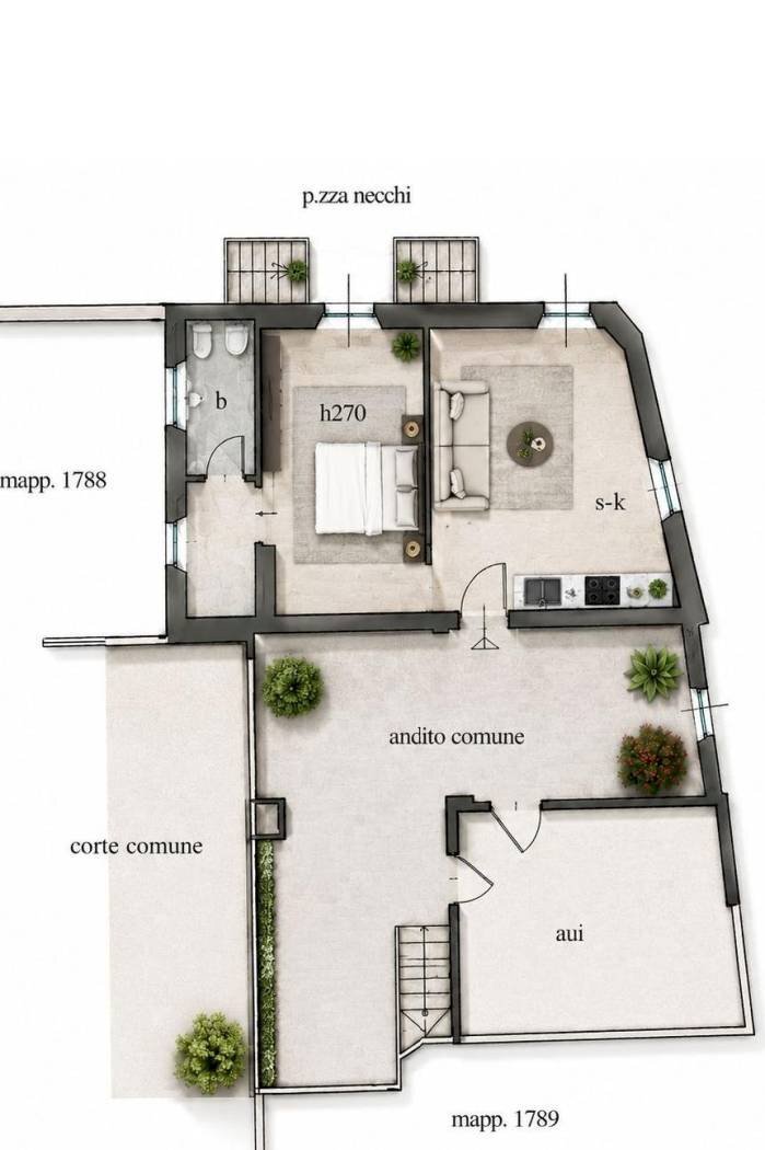 Bilocale piazza Dottor Ludovico Necchi, 1, Gazzada Schianno - planimetria 1