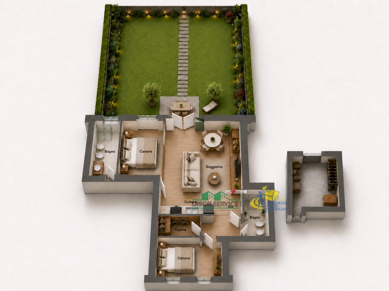 vista aerea appartamento - Three-room apartment Strada Consortile, Collecchio - floor plans 1