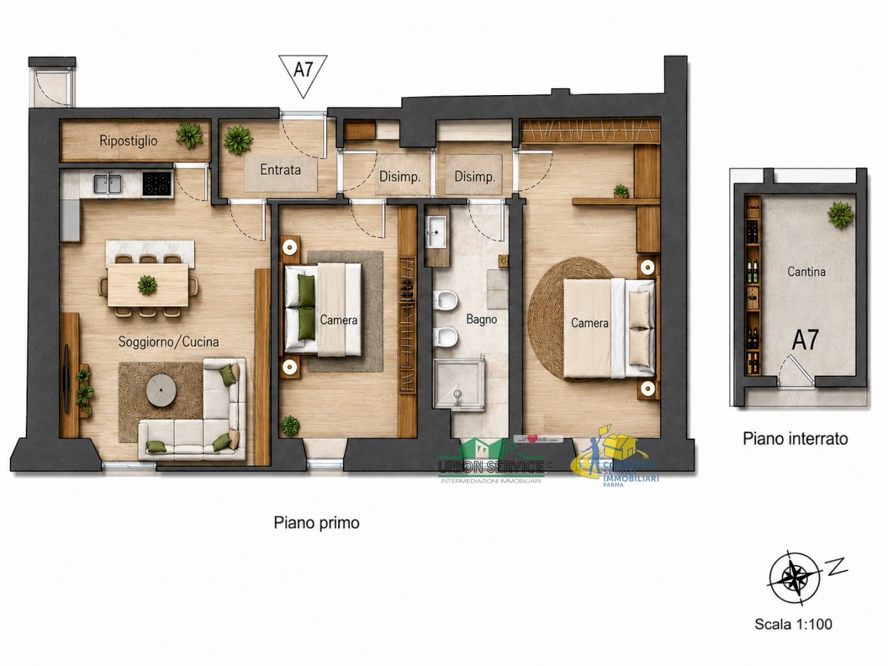 render con arredi - Three-room apartment Strada Consortile 22, Collecchio - photo 2