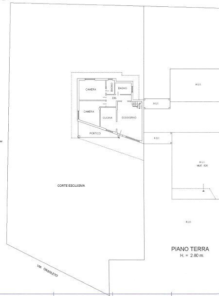 Piano terra e giardino - Villa Via Orsoleto 255, Rimini - planimetria 1