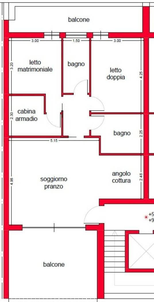 Three-room apartment via Martiri di Nassiriya, Adelfia - floor plans 1