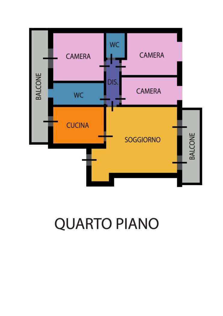 Quadrilocale via Mario Angeloni, Forlì - planimetria 1