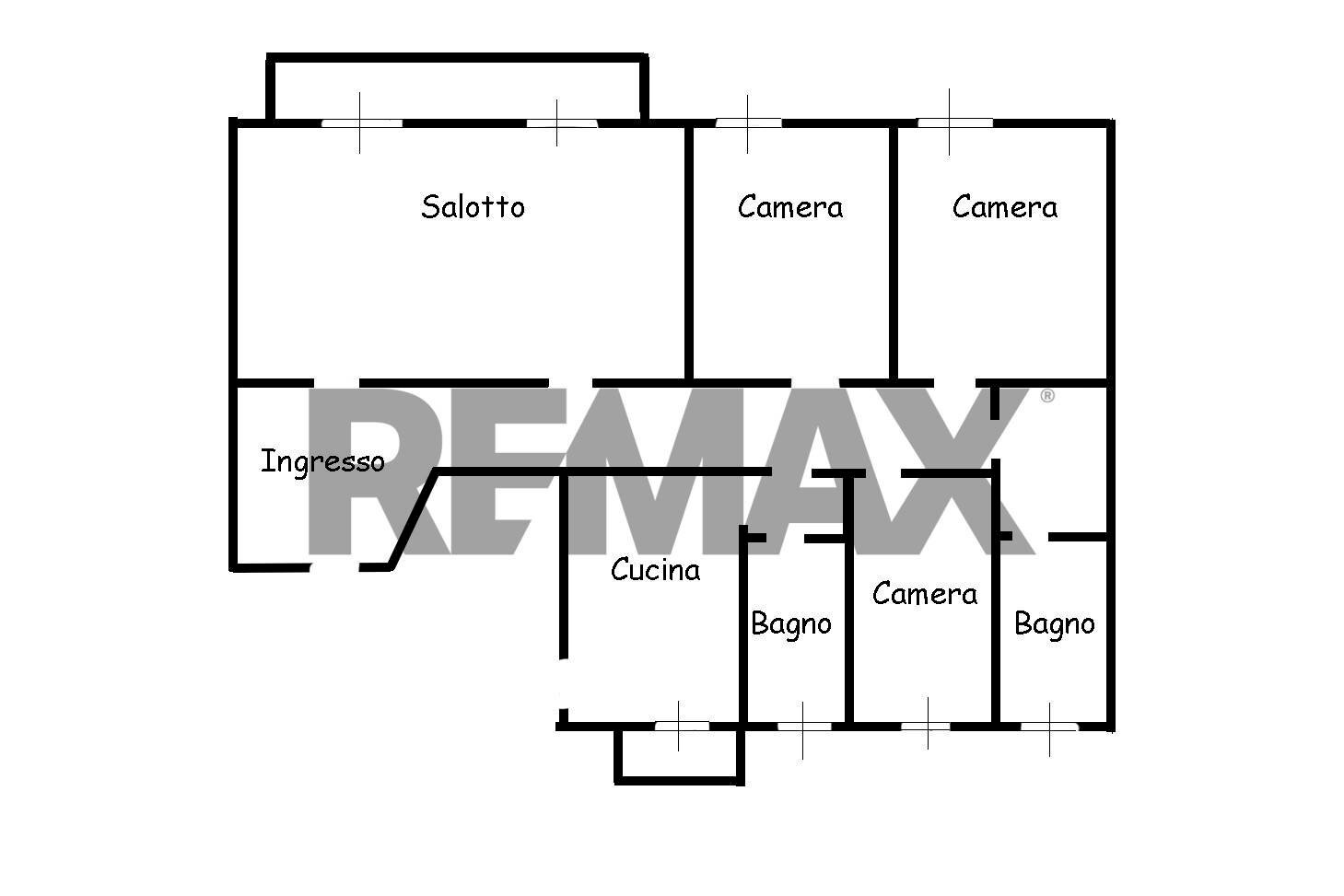 Pianta 2D - Quadrilocale Via Lodovico Settala
 
8, Milano - planimetria 1