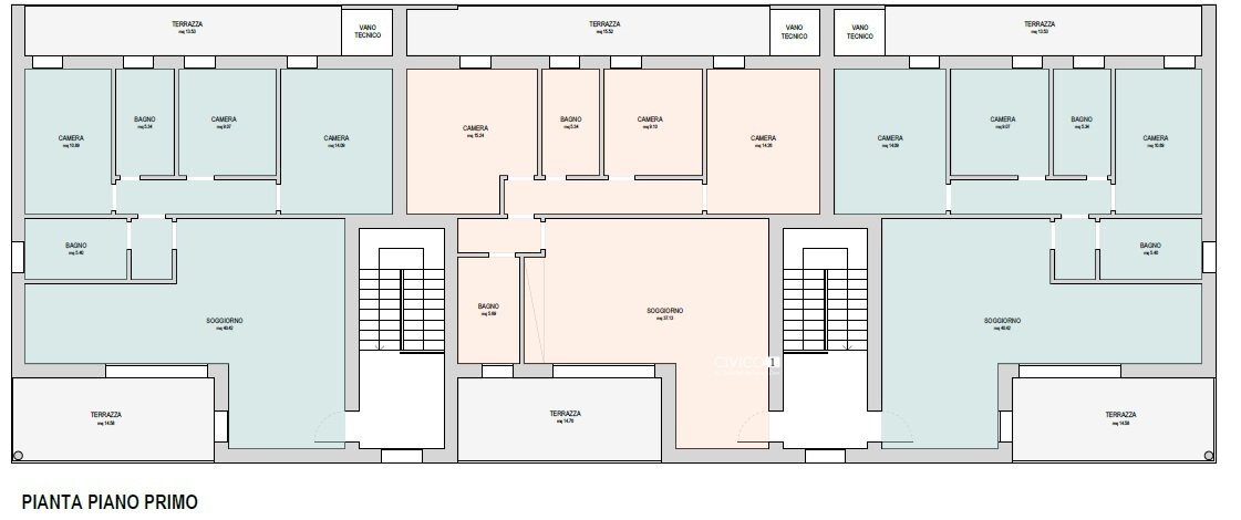 Piano primo Pentafamiliare - Casa semi indipendente Via Giuseppe Garibaldi 58, San Pietro in Gu - planimetria 1