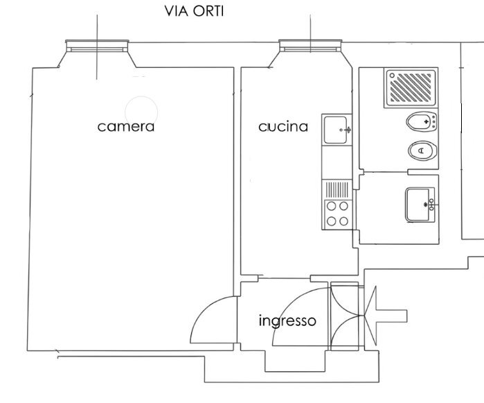 Planimetria - Bilocale Via Orti 4, Milano - planimetria 1
