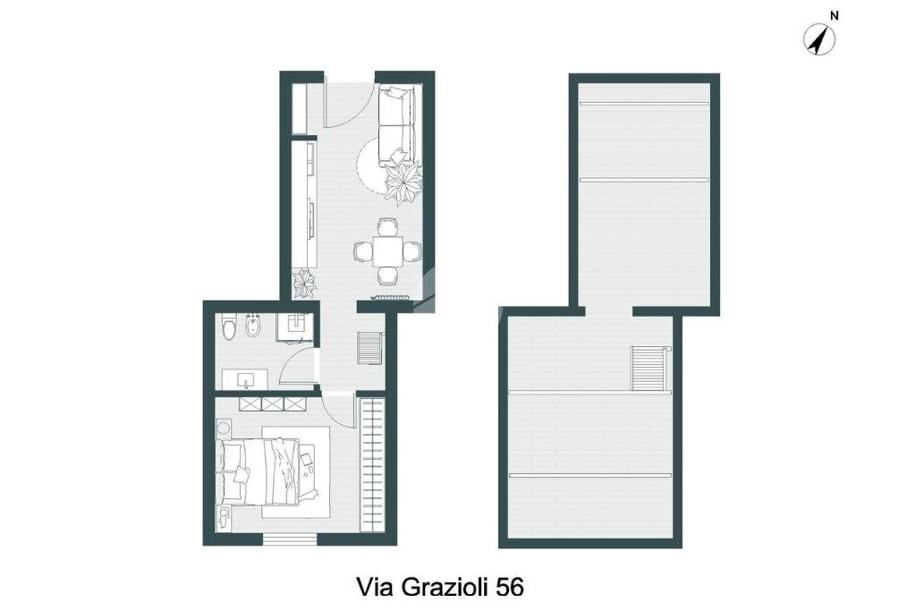 Bilocale Via Privata Don Bartolomeo Grazioli, Milano (zona Affori) - planimetria 1