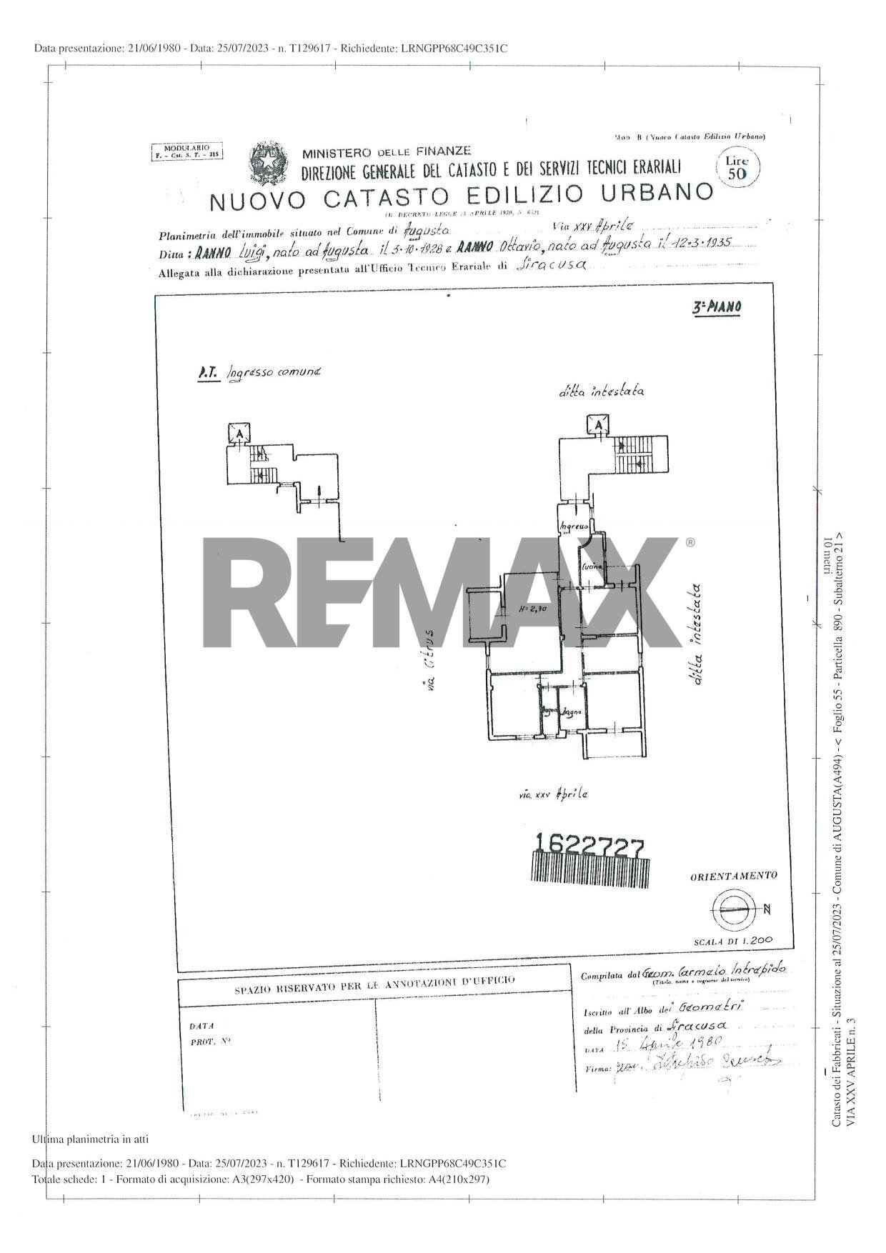 Pianta 2D - Appartamento VIA XXV APRILE
 
38, Augusta - planimetria 1