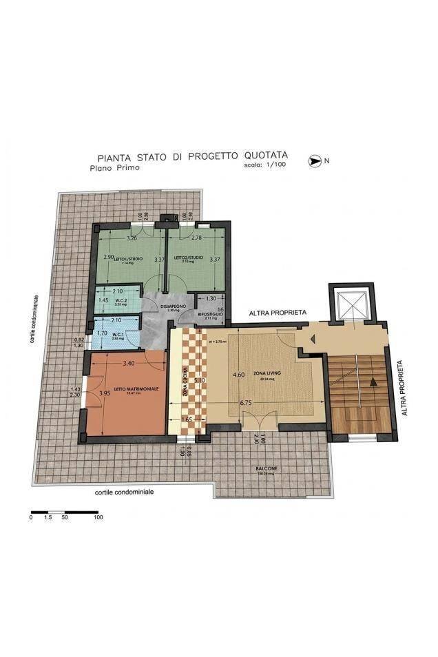 Quadrilocale via Leonardo del Turco, 1/a, Bari (zona Palese) - planimetria 1