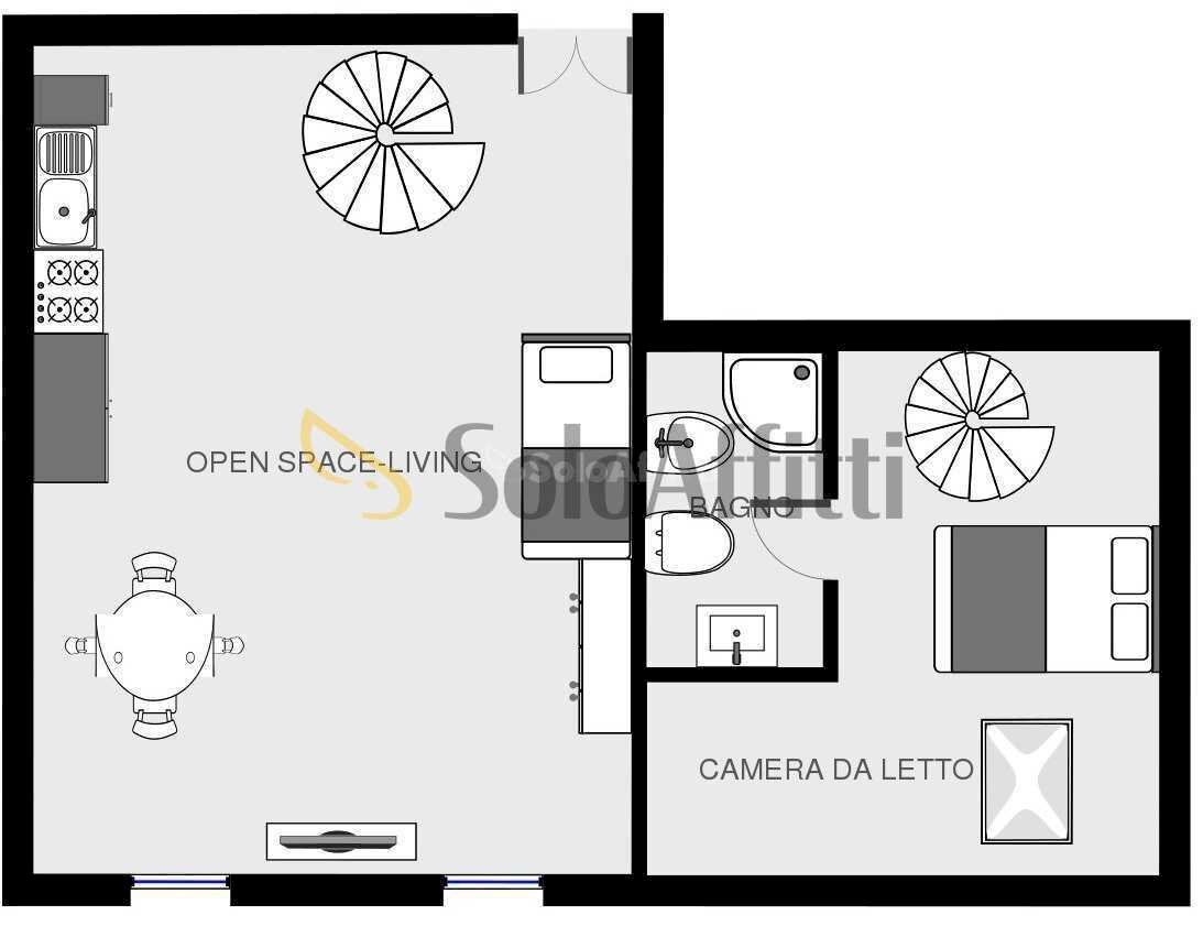 Planimetria a scopo illustrativo - Two-room apartment Via Paratici 14, Pavia - floor plans 1