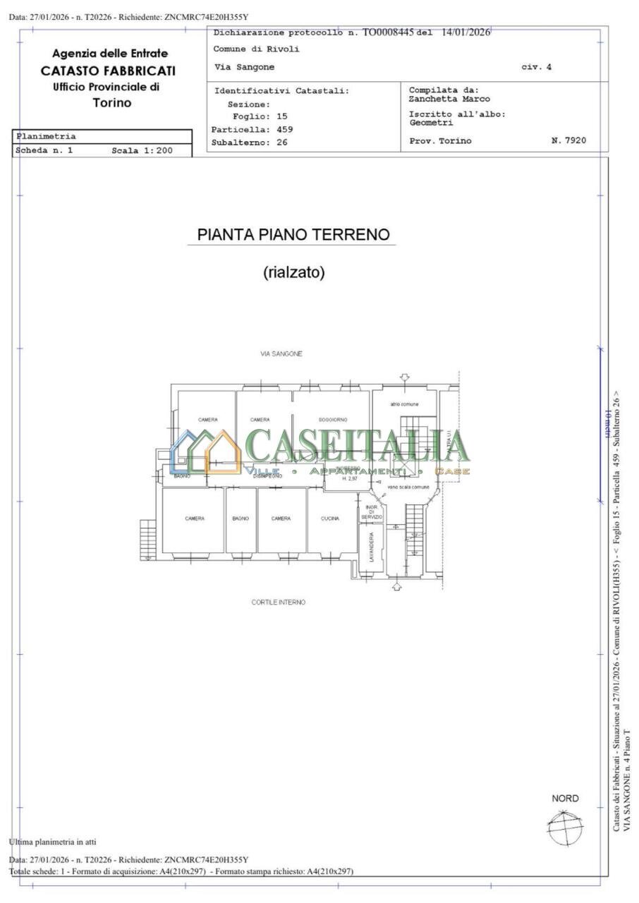PLANIMETRIA VIA SANGONE - Appartamento Via Sangone 4, Rivoli - planimetria 1