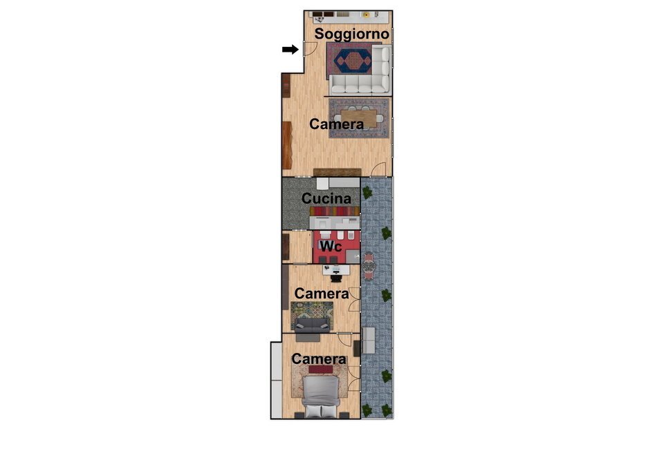 1 - Appartamento Via San Domenico 29 B, Napoli - planimetria 1