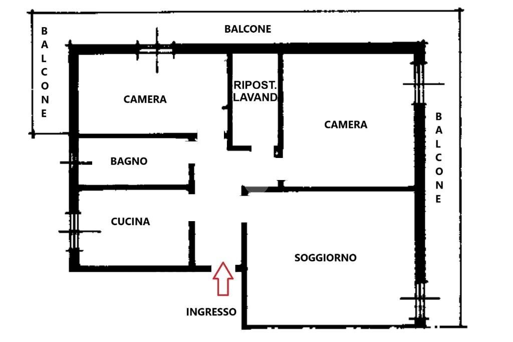 Trilocale Via Toti, Senago - planimetria 1