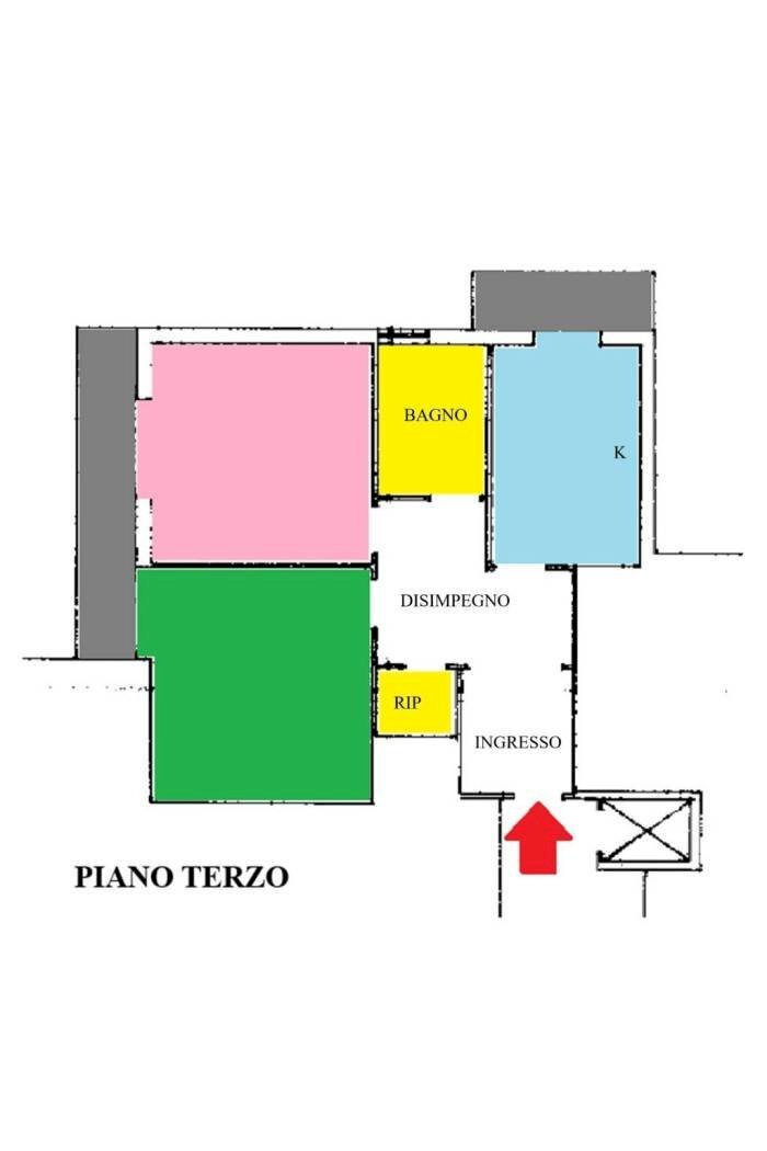 Trilocale via Antonio Rossellino, Prato - planimetria 1
