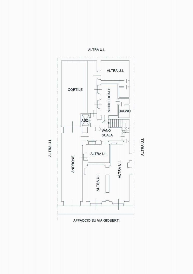 Monolocale via Vincenzo Gioberti, 51, Torino (zona Crocetta) - planimetria 1