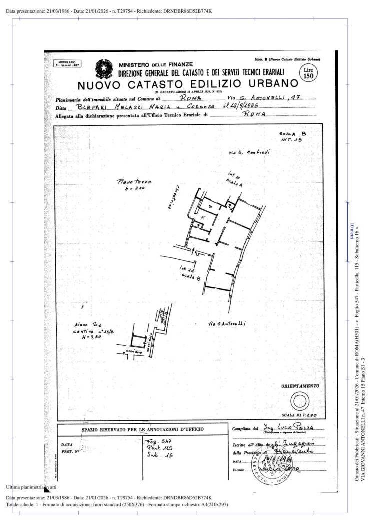 Quadrilocale via Giovanni Antonelli, 47, Roma - planimetria 1