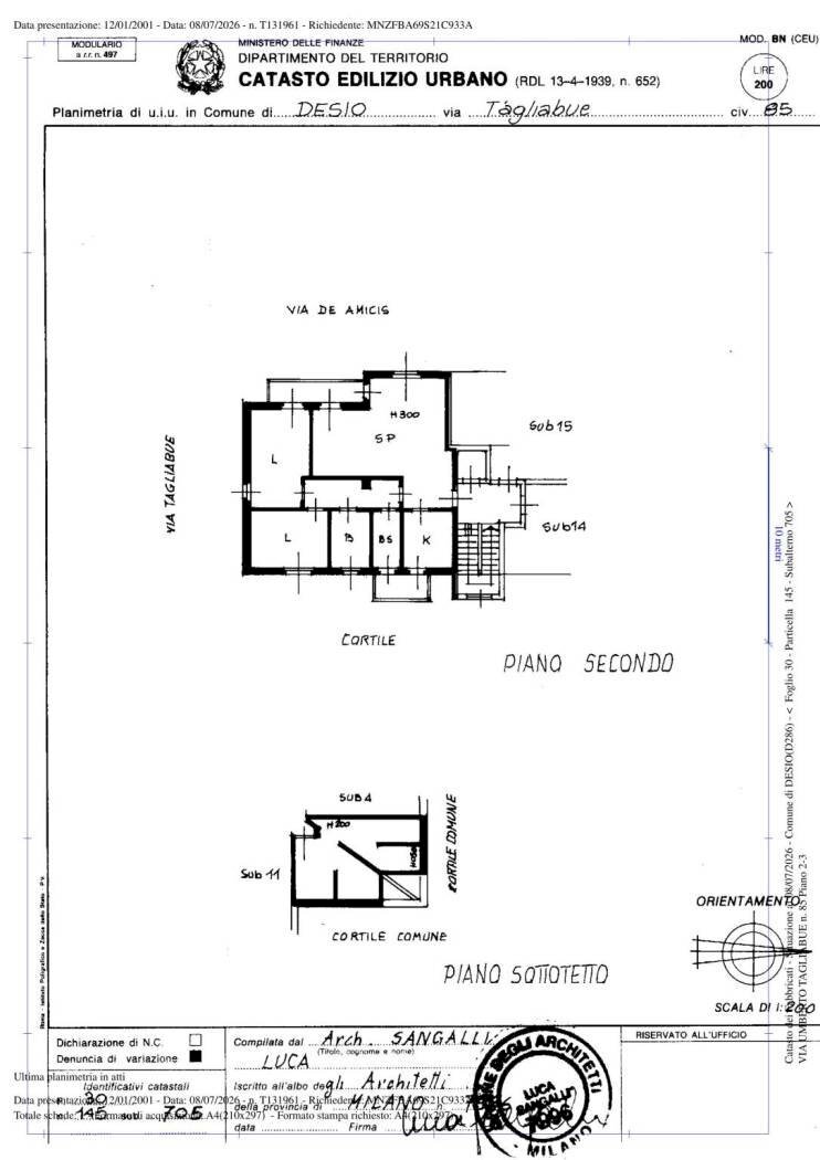 Three-room apartment via Umberto Tagliabue, 89, Desio - floor plans 1