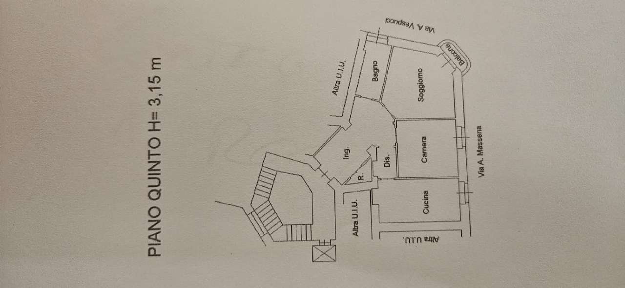 planimetria - Trilocale via Massena, 93, Torino (zona Crocetta) - planimetria 1