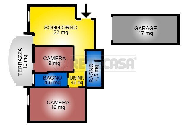 plan colori - Quadrilocale Via Giuseppe Faggin, Vicenza - planimetria 1