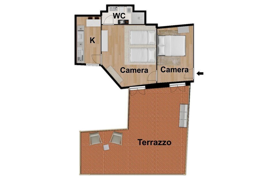 pln1 - Two-room apartment Vico Corrieri 30, Napoli (neighborhood San Ferdinando) - floor plans 1