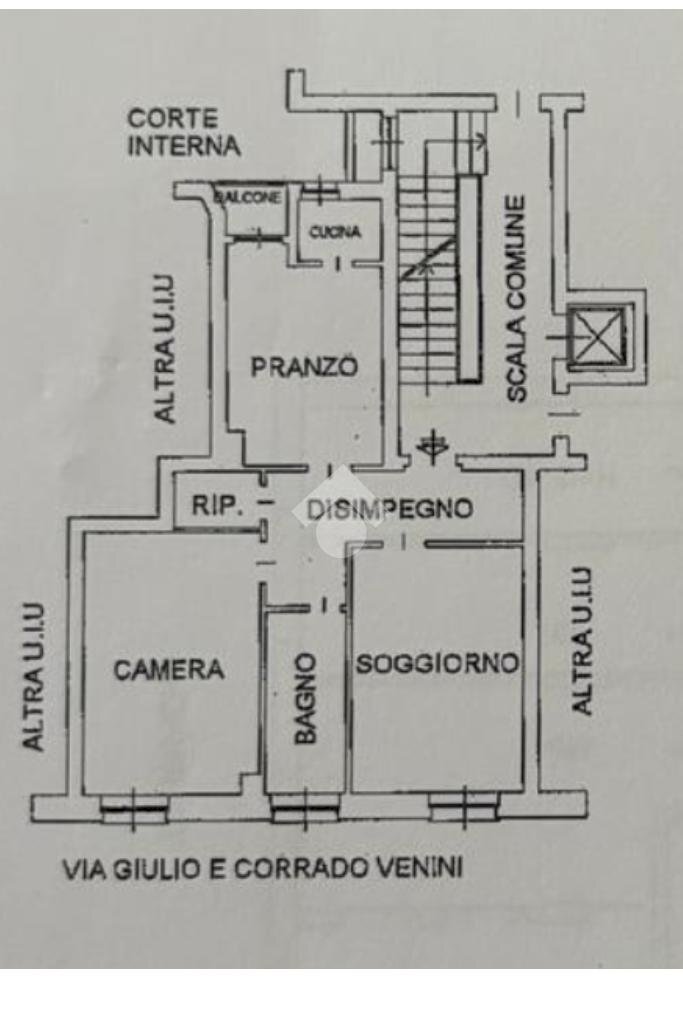 Trilocale Via Giulio e Corrado Venini, Milano - planimetria 1