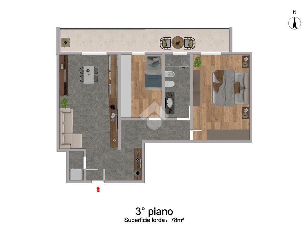 Trilocale Via Monte Sabotino, Paderno Dugnano - planimetria 1
