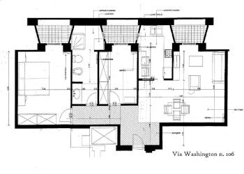 Planimetria - Trilocale via Giorgio Washington, 106, Milano - foto 1