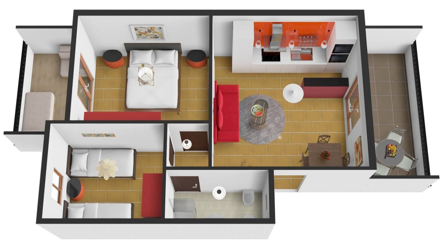 Three-room apartment viale Raffaello, Scalea - floor plans 1