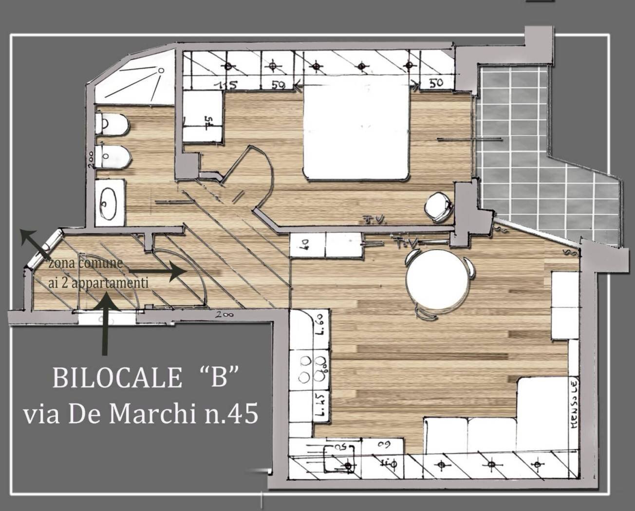 Bilocale via Emilio de Marchi, 45, Milano (zona Greco) - planimetria 1