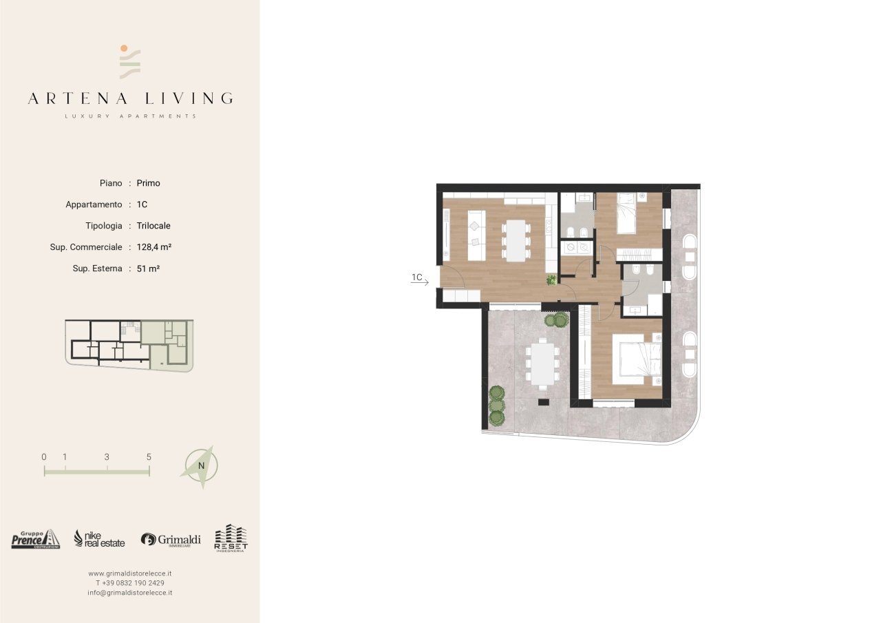 Artena Living Piano Primo 1C_page-0001 - Appartamento Via Tommaso Traetta 1, Lecce - planimetria 1