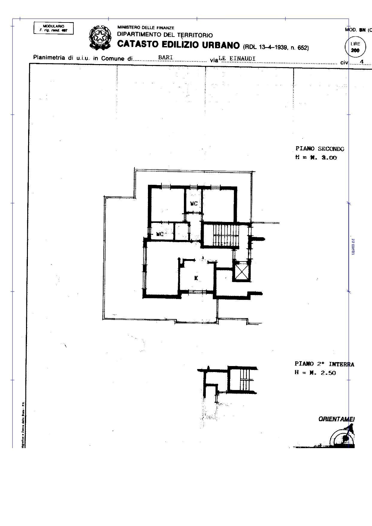 Foto 30 - Trilocale Viale Luigi Einaudi
 
2 F, Bari - planimetria 1
