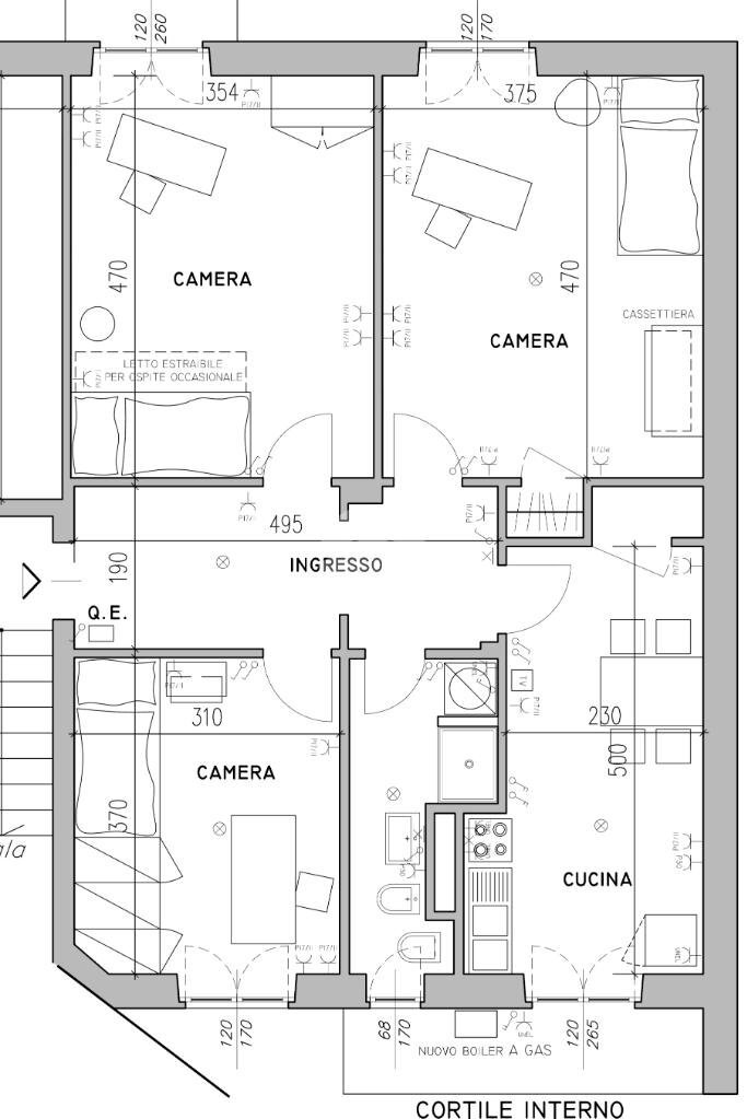 Four-room apartment Via Moretta, Torino (neighborhood Cenisia) - floor plans 1