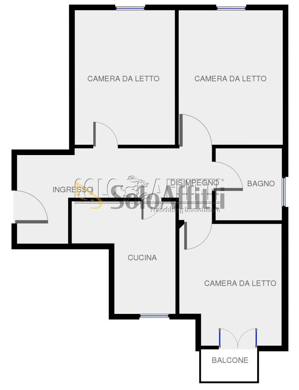Planimetria a scopo illustrativo - Appartamento Via Acerbi 66, Pavia - planimetria 1