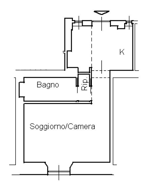 Planimetria - One-room apartment Via Giovanni Pascoli 4, Milano (neighborhood Città Studi) - floor plans 1