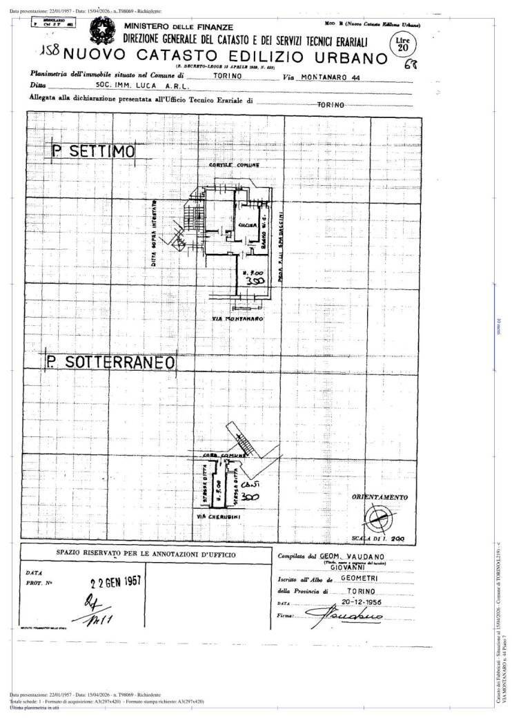 Three-room apartment via Montanaro, 44, Torino (neighborhood Barriera Milano) - floor plans 1